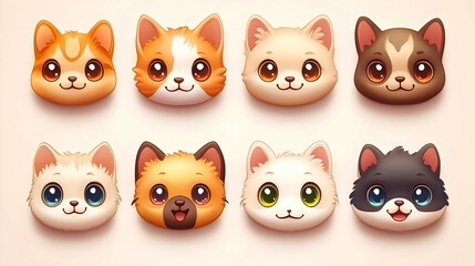 Fototapeta premium Cute Cat Faces Collection