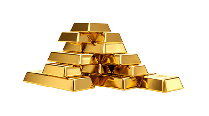 Gold Bars, Gold Bullion, Gold Ingots, Gold Stacks, Gold Bricks, finance, Stack of Shiny Gold Bars on White Background, Investment Concept Image, Precious Gold Bars for Wealth and Finance