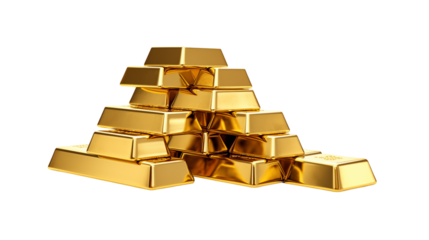 Gold Bars, Gold Bullion, Gold Ingots, Gold Stacks, Gold Bricks, finance, Stack of Shiny Gold Bars on White Background, Investment Concept Image, Precious Gold Bars for Wealth and Finance