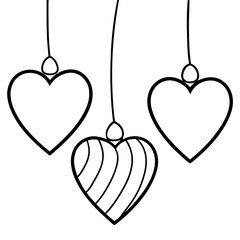 Suspended Heart Charms Line Art