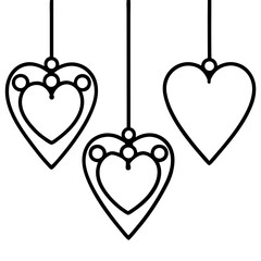 Suspended Heart Charms Line Art