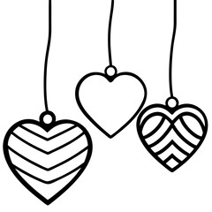 Suspended Heart Charms Line Art