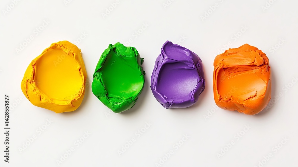 Poster vibrant color palette swatch samples artistic paint texture yellow green purple orange modeling clay