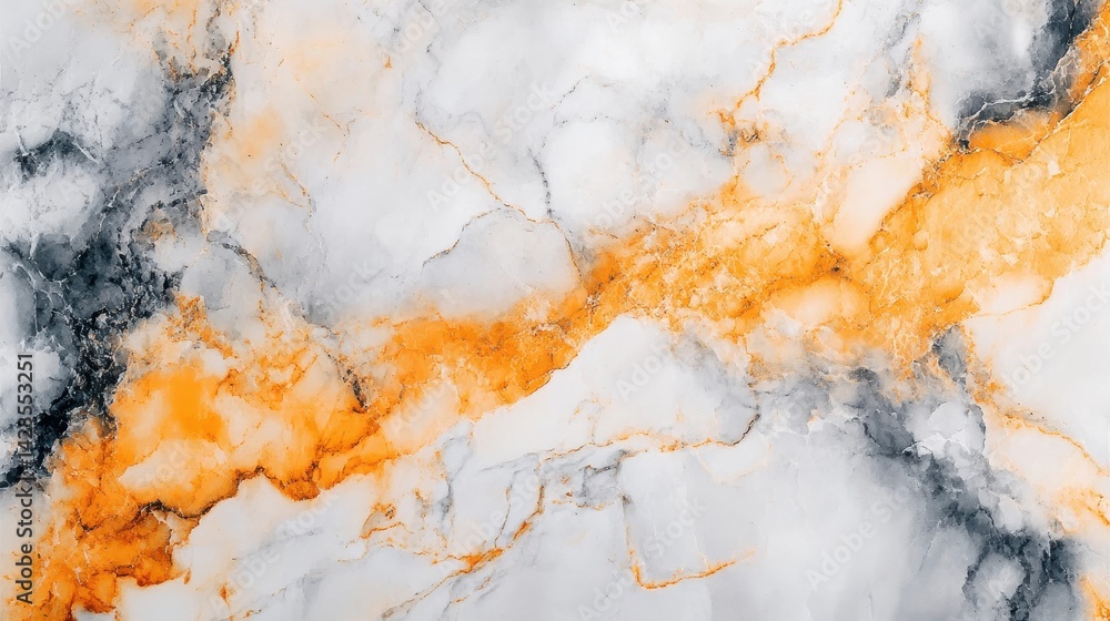 Poster white marble with orange and grey veins makes abstract patterns. it's perfect for adding texture to 