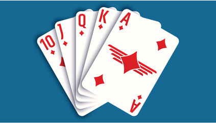 Royal Flush Diamond Playing Cards Illustration