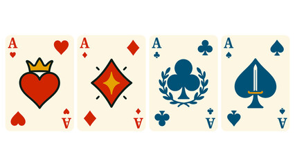 AI Poker Ace Cards Set White 2D Transparent