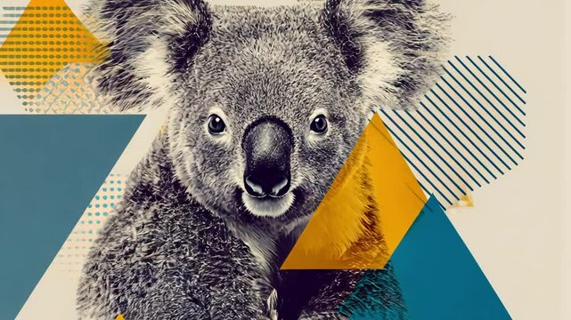 Stylized illustration of a koala with geometric shapes overlayed.  