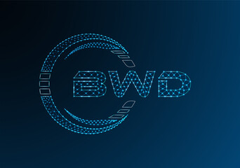 BWD low poly letter logo vector design. BWD lower poly logo design.
