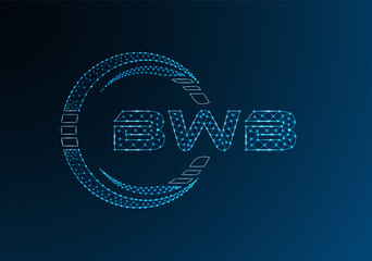 BWB low poly letter logo vector design. BWB lower poly logo design.