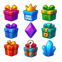 AI Generated Colorful Gift Box Icons Collection