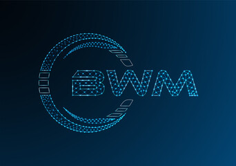 BWM low poly letter logo vector design. BWM lower poly logo design.