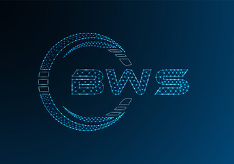 BWS low poly letter logo vector design. BWS lower poly logo design.