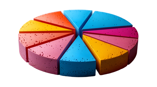 3D Pie Chart Business Infographic, Colorful Data Visualization for Reports.