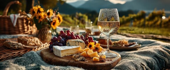 Picnic with Cheese and Wine