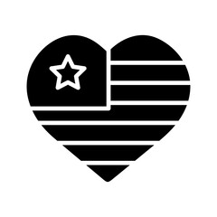 American Flag Heart Vector Icon