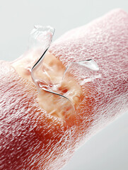 Close-up of tilapia fish scales repurposed as biodegradable skin graft. Demonstrates sustainable solutions for burn treatment and wound care in clinical settings.