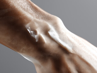 Close-up of tilapia fish scales repurposed as biodegradable skin graft. Demonstrates sustainable solutions for burn treatment and wound care in clinical settings.