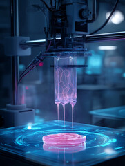 Advanced 3D bioprinter producing artificial skin grafts for medical use. 
