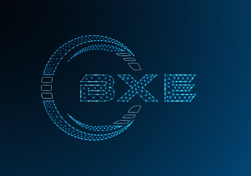 BXE low poly letter logo vector design. BXE lower poly logo design.
