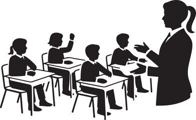 Teacher instructing students in a classroom setting