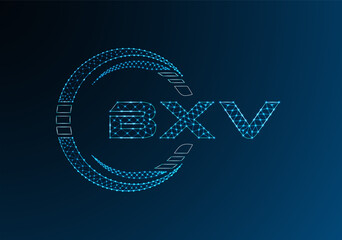 BXV low poly letter logo vector design. BXV lower poly logo design.