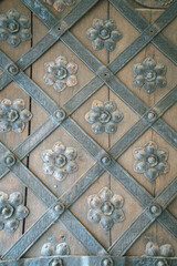 detail of wooden door in castle