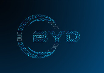 BYD low poly letter logo vector design. BYD lower poly logo design.