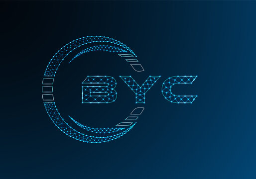 BYC low poly letter logo vector design. BYC lower poly logo design.