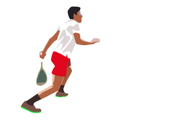  Squash players in action. Vector illustration in flat style.