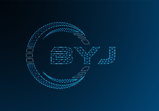 BYJ low poly letter logo vector design. BYJ lower poly logo design.