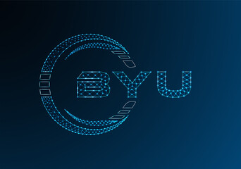 BYU low poly letter logo vector design. BYU lower poly logo design.