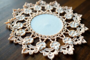 Obraz premium Intricate floral lace doily, delicate crochet, lace, crochet