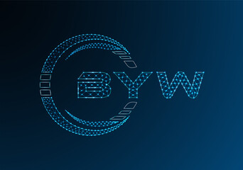 BYW low poly letter logo vector design. BYW lower poly logo design.