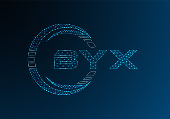 BYX low poly letter logo vector design. BYX lower poly logo design.