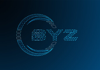 BYZ low poly letter logo vector design. BYZ lower poly logo design.