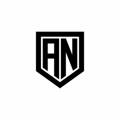 Fototapeta premium Initial monogram logo design AN isolated frame shield vector