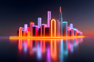 Future science and technology city ecological architecture landscape metropolitan skyline background