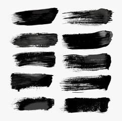 Brush strokes, collection, vector set