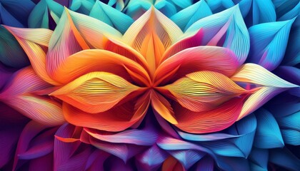 Fototapeta premium Vibrant Geometric Floral Abstract Design with a soft focus effect