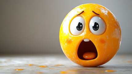 Scared emoji with wide eyes and open mouth showing fearful expression isolated on white background