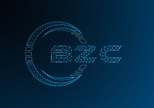 BZC low poly letter logo vector design. BZC lower poly logo design.