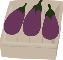 Hand-Drawn Eggplant Market Vegetables