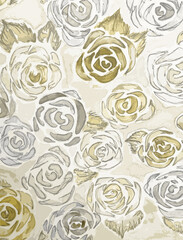 Seamless Floral and Leaf Pattern with Elegant Textures