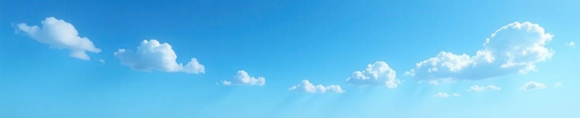 Fototapeta premium Scattered cirrus clouds paint delicate strokes across a deep blue sky , peaceful, nature, sky view
