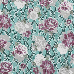 Seamless Floral and Leaf Pattern with Elegant Textures
