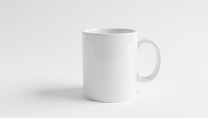 Fototapeta premium One white ceramic mug isolated on white background, cup, still life