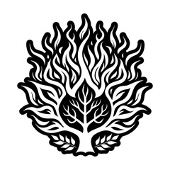 A filled style icon of burning bush symbol
