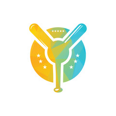 Vibrant Geometric Baseball Icon with Bats and Ball Symbol