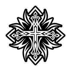 A filled style icon of crucifix tattoo