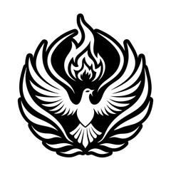A glyph style icon of sacred bird tattoo